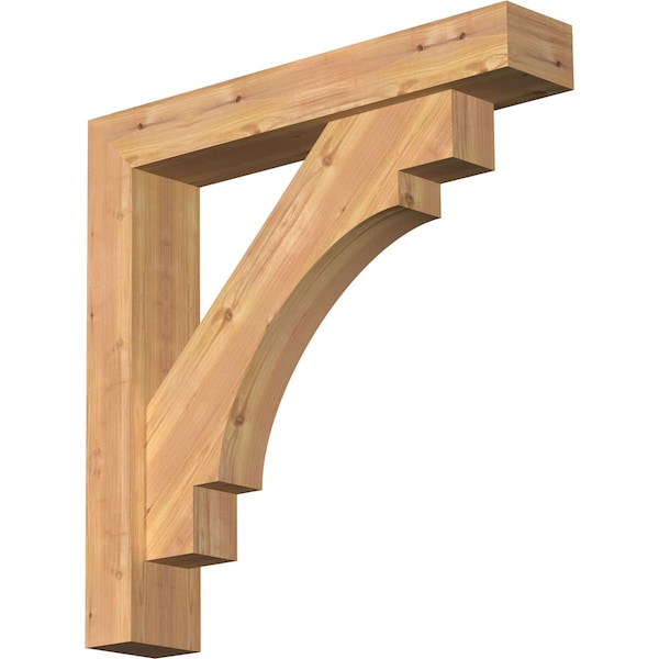 Ekena Millwork Merced Block Smooth Bracket w/ Offset Brace, Western Red Cedar, 5 1/2"W x 30"D x 30"H BKT0604X30X30MRC05SWR - main